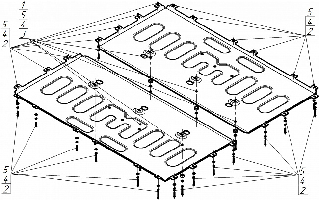 Защита алюминиевая Мотодор (Аккумуляторная батарея), 4 мм,  Voyah Free  2023- арт. 348603