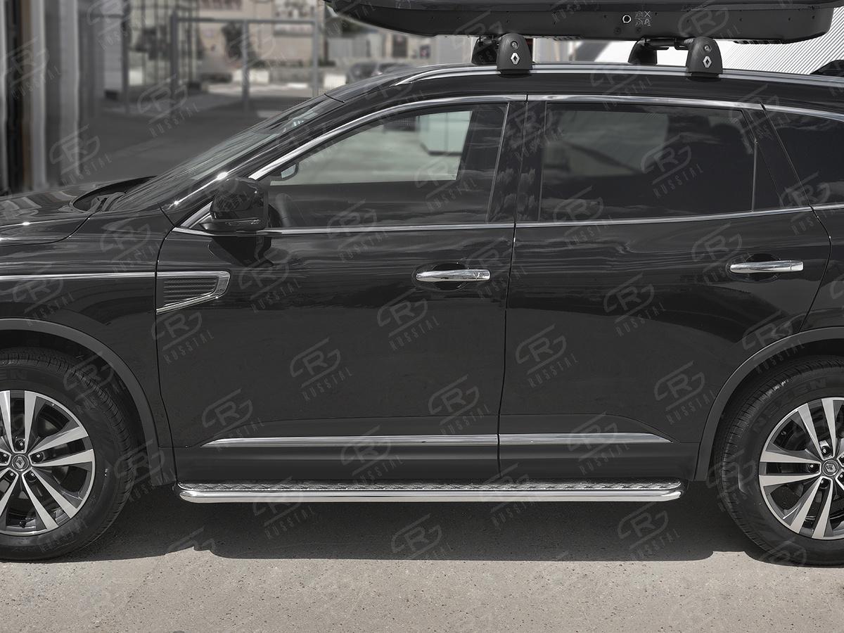 Пороги труба d42 с листом (Лист алюм, проф.сталь) (вариант 2) RKL-0029752 для автомобиля RENAULT KOLEOS 2017-, Slitkoff