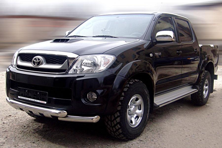 Дуга передняя по низу бампера d-76 с доп.накладками для Toyota Hilux, Технотек TH_10_1