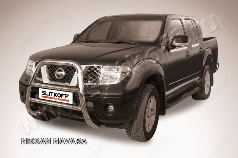 Кенгурятник d76 высокий Nissan Navara (2004-2015) Black Edition, Slitkoff, арт. NIN002BE