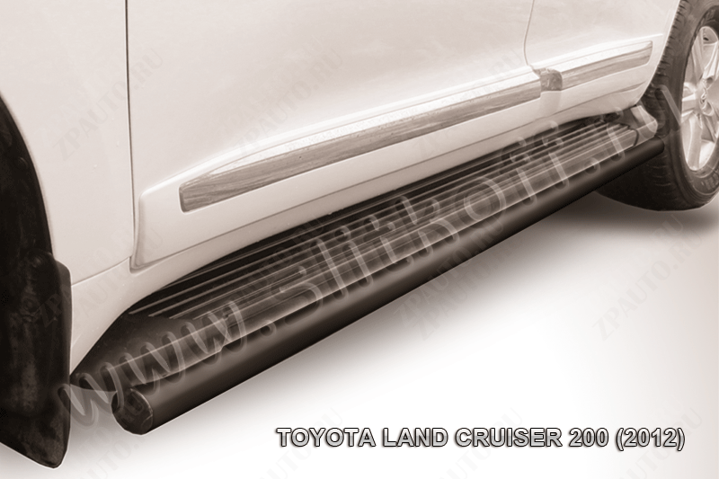 Защита штатного порога d57 черная Toyota Land Cruiser 200 (2012-2015) , Slitkoff, арт. TLC2-12-016B