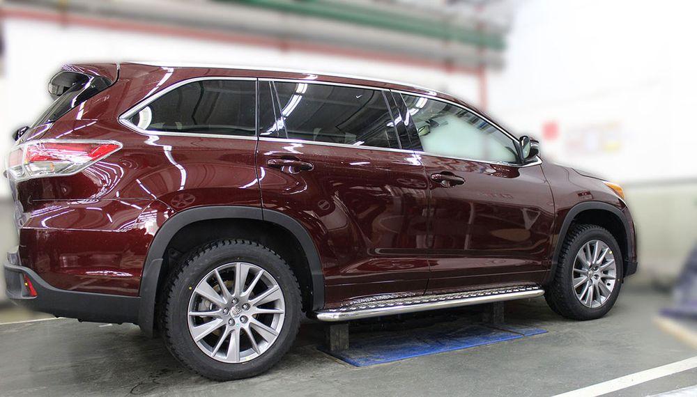 Пороги с листом d-43 для Toyota Highlander 2013, Технотек HYG_2014_2.1 HYG2014_2.1
