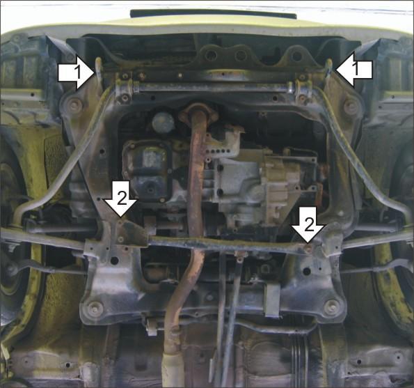Защита стальная Мотодор (Двигатель, Коробка переключения передач), 2 мм, Сталь для Daihatsu Sirion 1998-2005 арт. 04301