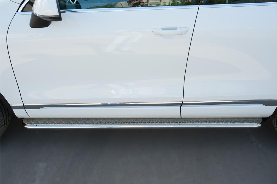 Пороги труба d42 с листом вариант 1 для Volkswagen Touareg 2014, Slitkoff VWTL-0021311