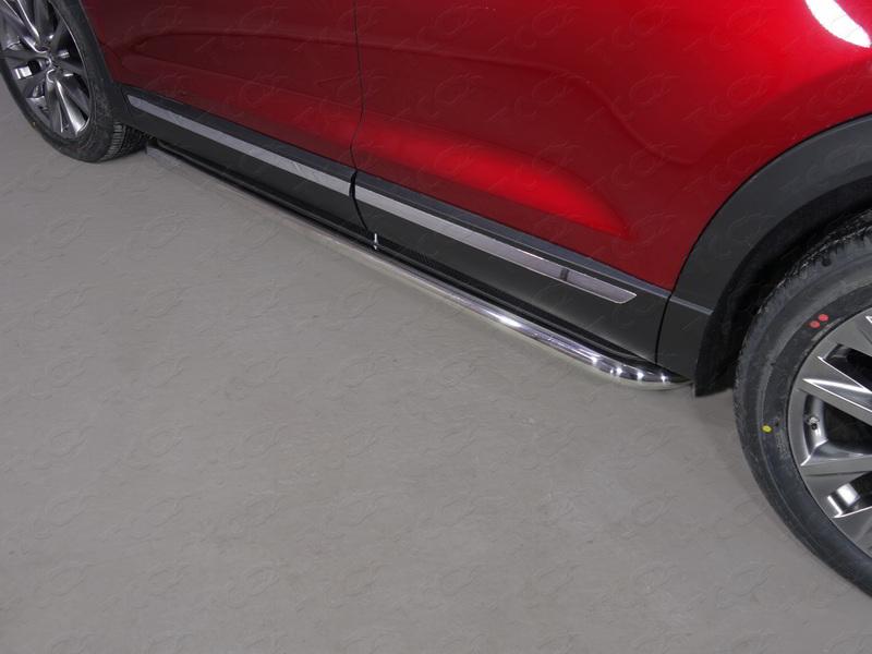 Пороги с площадкой (нерж. лист) 60,3 мм для автомобиля Mazda CX-9 2013-2017, TCC Тюнинг MAZCX913-14