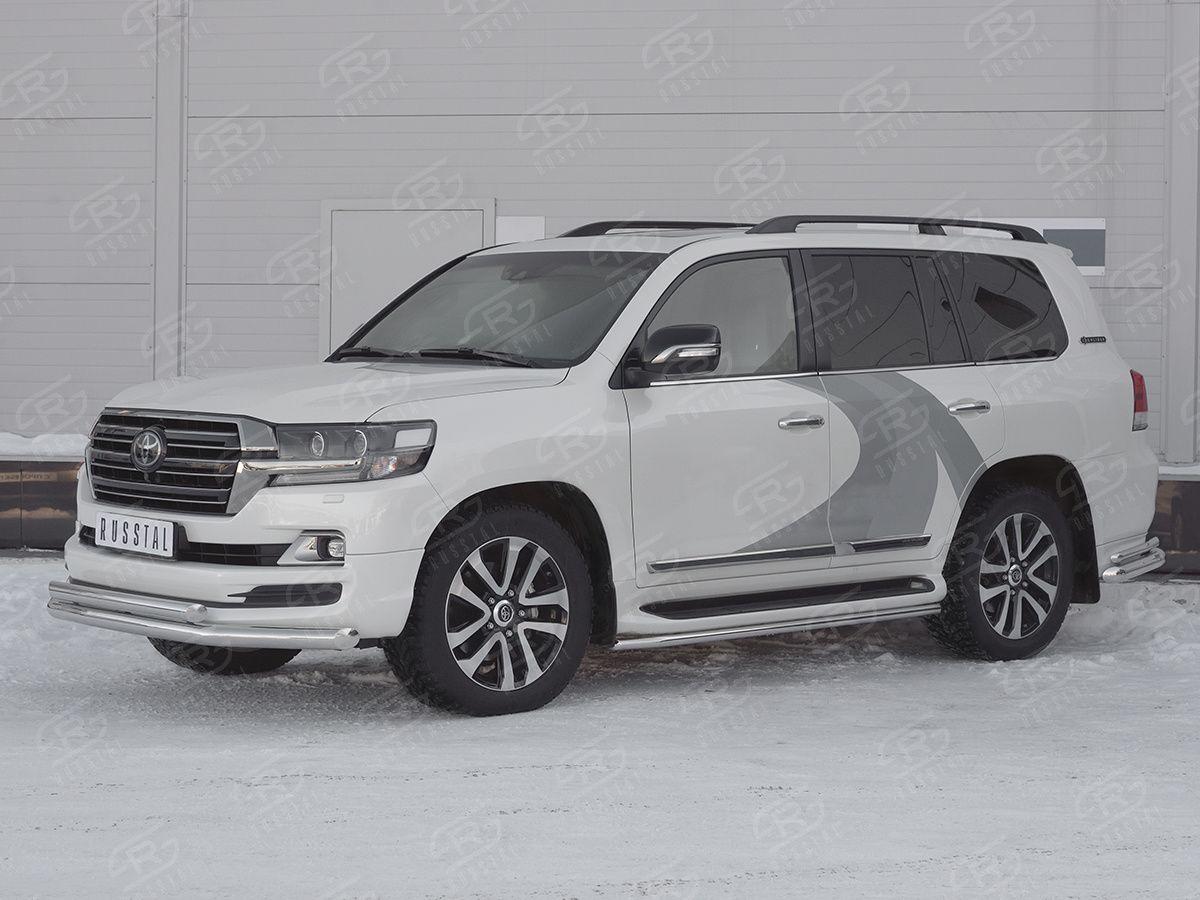 Защита переднего бампера d76/57 на Toyota Land Cruiser 200 2017 Excalibur, Slitkoff TLCZ-002903