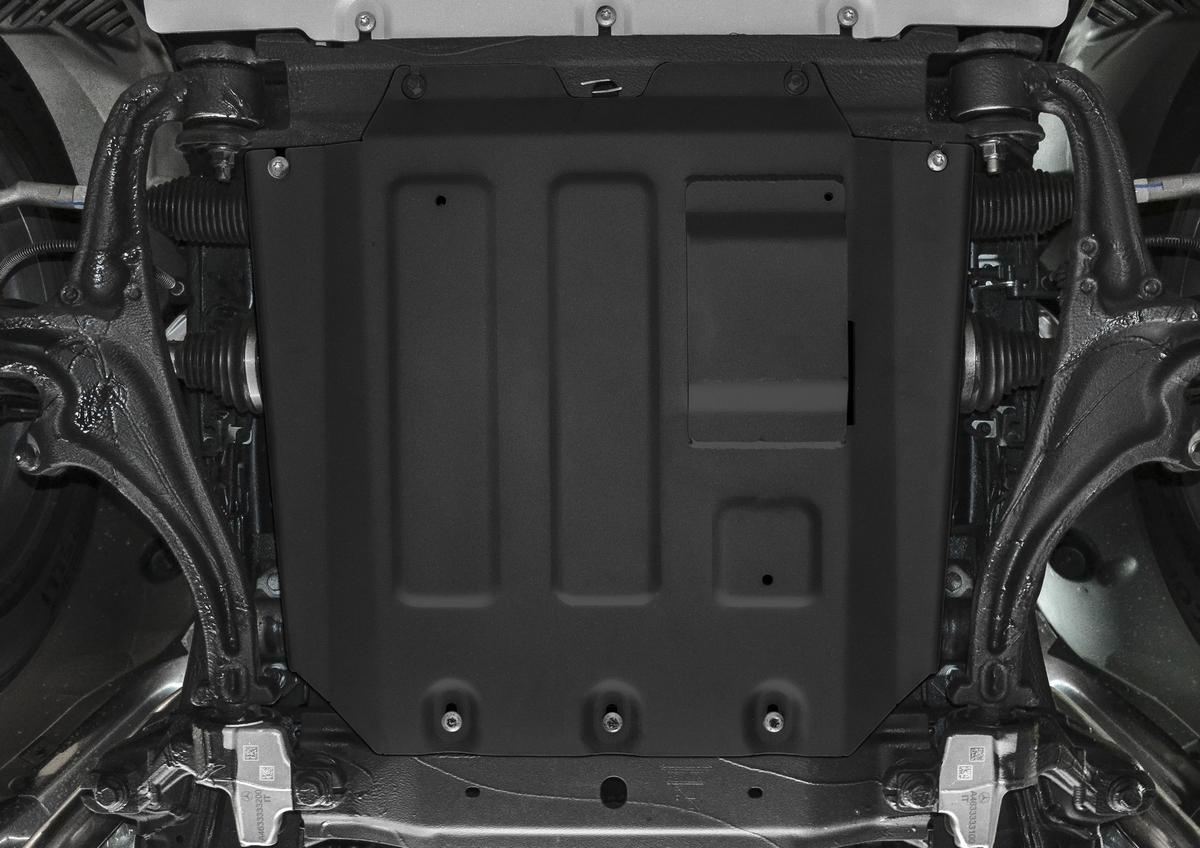 Защита картера Rival (черная) для Mercedes-Benz G-klasse W464 2018-н.в., штампованная, алюминий 4 мм, с крепежом, 333.3952.1
