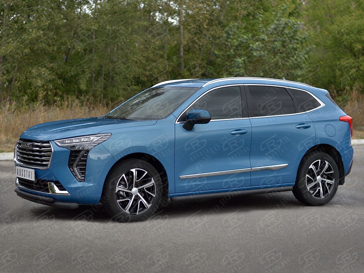 HAVAL JOLION 1.5 2WD 2021- Защита переднего бампера d57 секции-d42 дуга black (кроме COMFORT) HJOLZ-003988CH