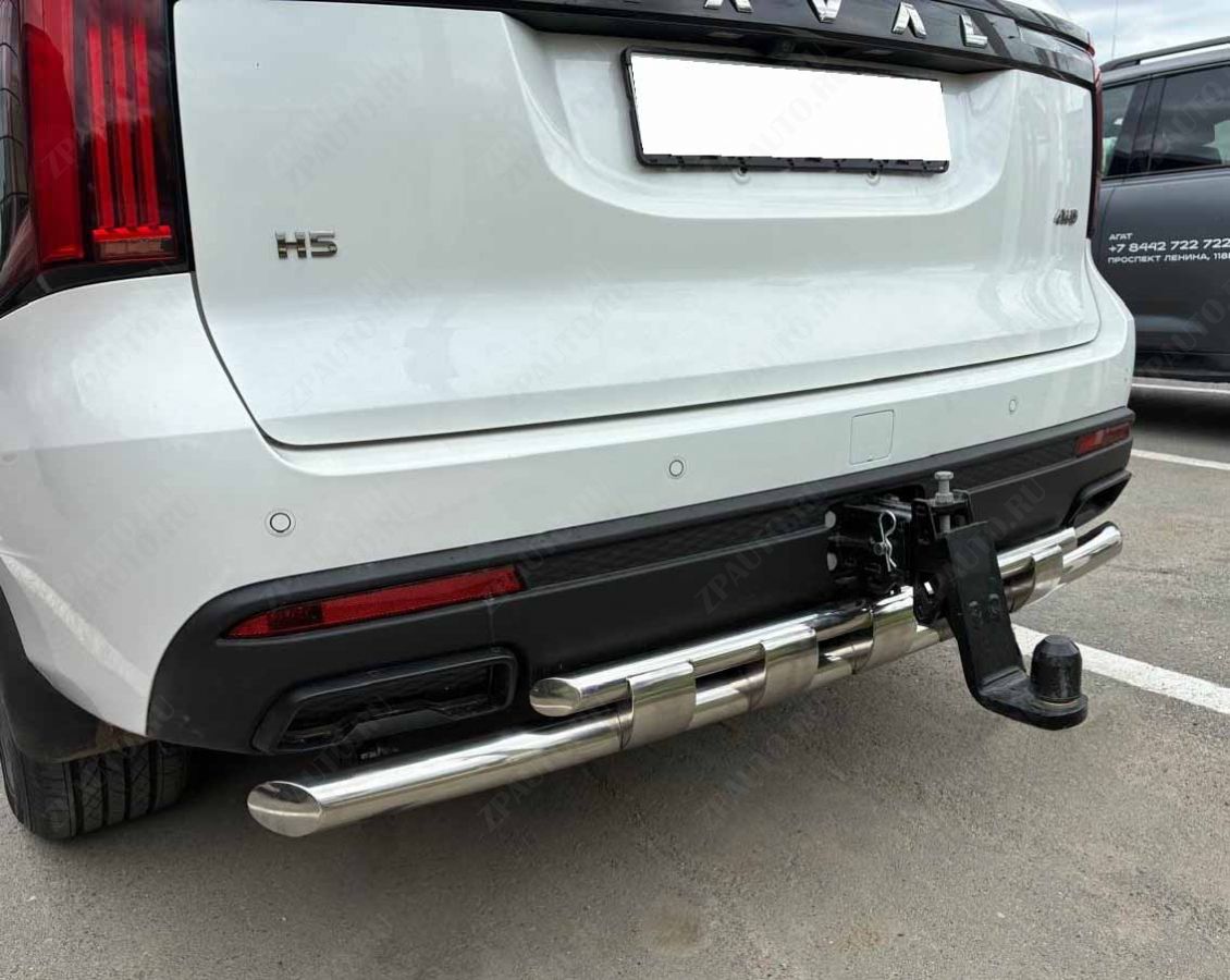 Защита заднего бампера двойная с перемычками для автомобиля Haval H5 2024 арт. HVH5.24.25