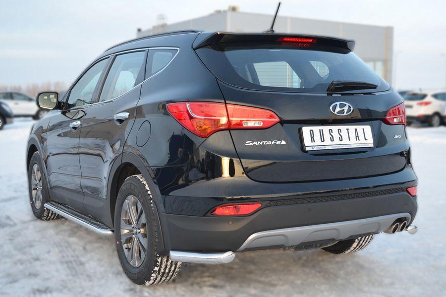 Защита заднего бампера уголки d57 для Hyundai Santa Fe 2012, Slitkoff HSFZ-001228