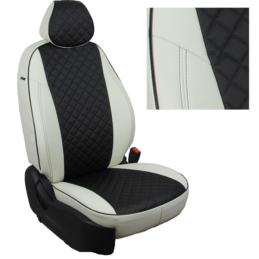 Чехлы для Mazda CX-5 (три отд. кресла) Touring, Active, Supreme, Ромб, (Белый + Черный), Autopilot арт. ma-skh5-tsa-bch-r