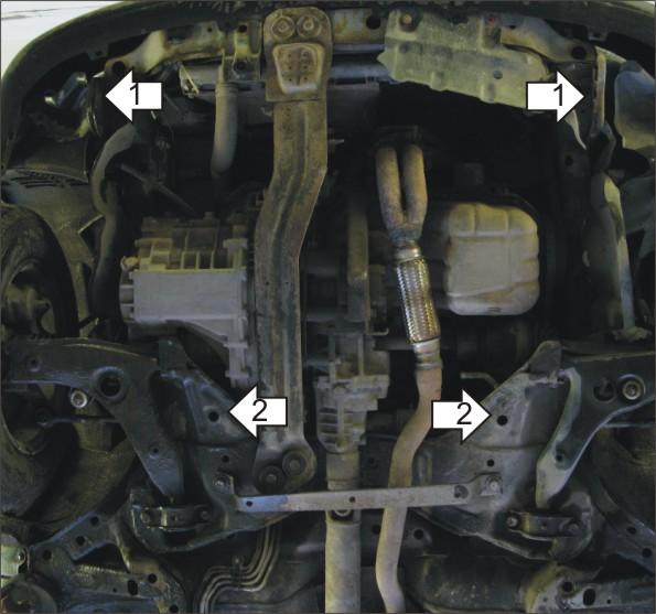 Защита стальная Мотодор (Двигатель, Коробка переключения передач), 2 мм, Сталь для Mitsubishi Lancer VI 1992-1996 арт. 01302