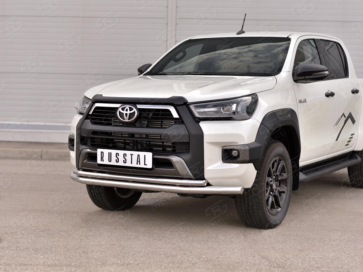 TOYOTA HILUX BLACK ONYX 2020- Защита переднего бампера d57 секции-d42 секции THBOZ-003509