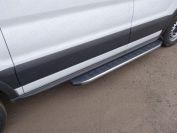 Порог алюминиевый с пластиковой накладкой (карбон серые) 1720 мм (левый) для автомобиля Ford Transit FWD L2 2013- TCC Тюнинг арт. FORTRAN16-19GR