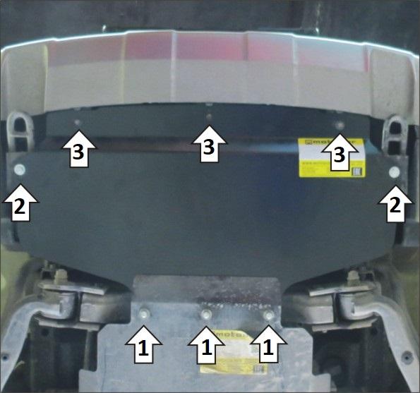 Защита стальная Мотодор (Радиатор), 3 мм, Сталь для KIA Mohave 2017-2020 арт. 11030