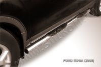 Защита порогов d76 с проступями Ford Kuga (2008-2013) Black Edition, Slitkoff, арт. FKG007BE