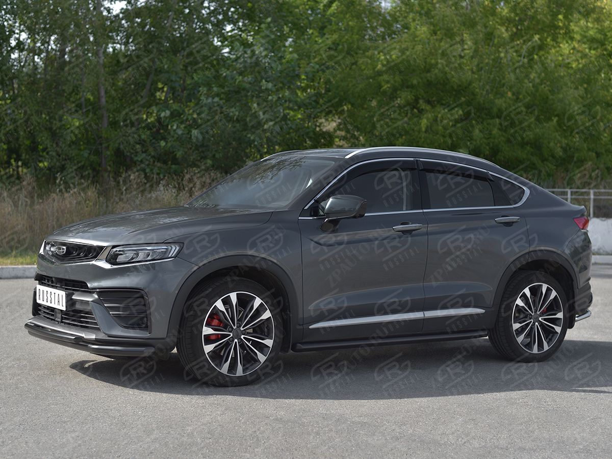 GEELY TUGELLA 2020- Защита переднего бампера d57 секции-d42 дуга black GTGZ-003943CH