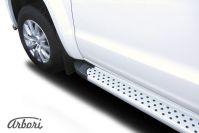 Пороги-подножки алюминиевые Arbori Standart Silver серебристые на Volkswagen Amarok 2016, артикул AFZDAALVWAM1605, Arbori (Россия)