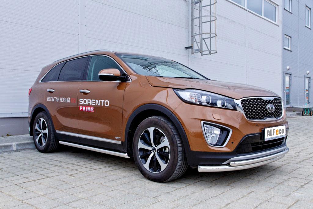 Пороги труба D 60,3 для Kia Sorento(Киа Соренто), ALFeco арт. KIASORPRIM-15.06