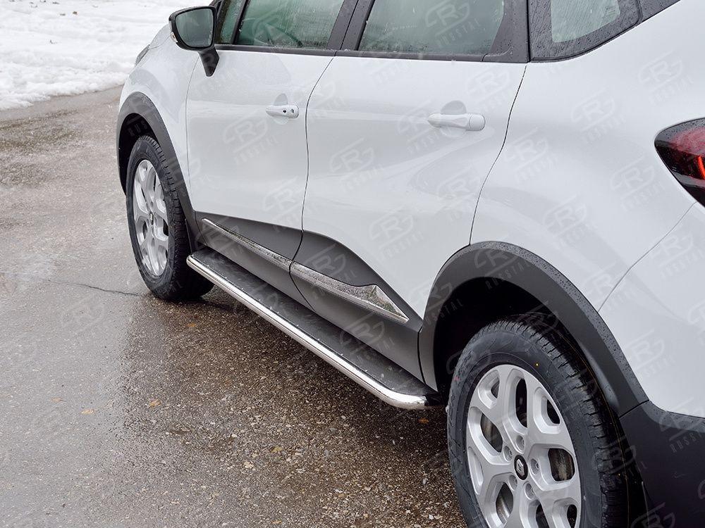 Пороги труба d42 с листом вариант 3 Renault Kaptur 2016, Slitkoff RKPL-0024683