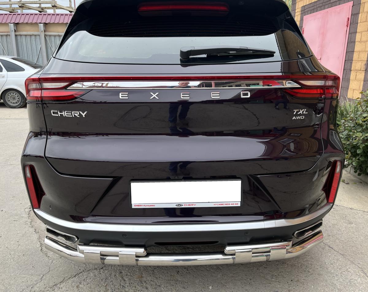 Защита заднего бампера двойная с перемычками для автомобиля CHERY CheryExeed TXL 2021 арт. CHETXL.21.25