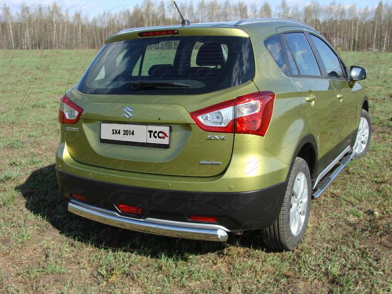 Защита задняя (овальная) 75х42 мм для автомобиля Suzuki SX4 2013-, TCC Тюнинг SUZSX414-09