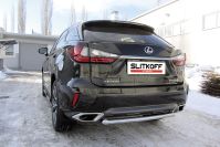 Защита заднего бампера d57 короткая Lexus RX-350 (2015-2019) Black Edition, Slitkoff, арт. LRX15-007BE