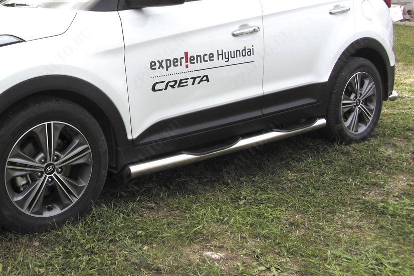 Защита порогов d76 с проступями Hyundai Creta 4WD (2016-2021) , Slitkoff, арт. HCRET4WD007