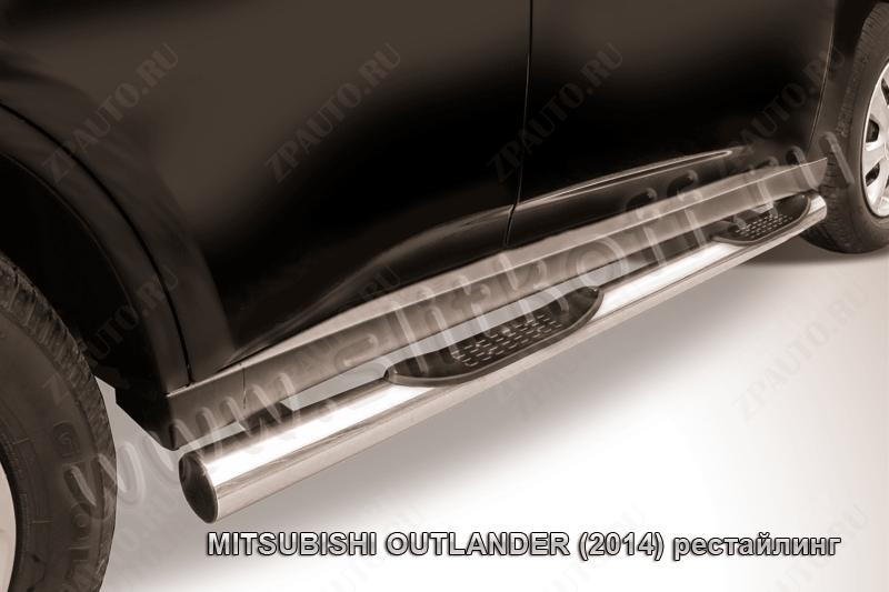 Защита переднего бампера d57 волна Mitsubishi Outlander (2014-2015) , Slitkoff, арт. MOUT14-001