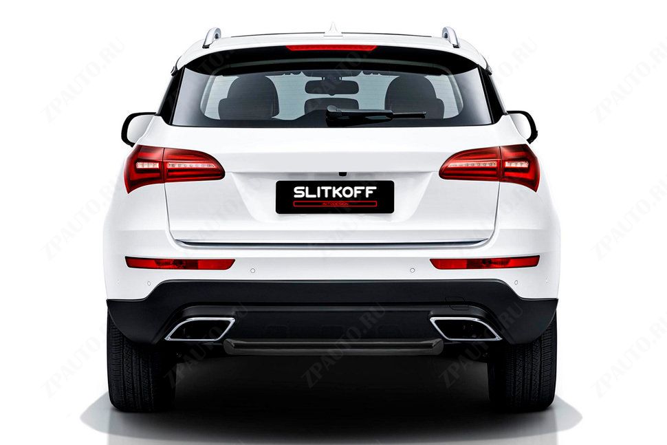 Защита заднего бампера d57 короткая черная Zotye Coupa (2013-2023) , Slitkoff, арт. ZOTCOP-008B