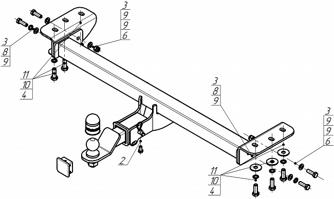Фаркоп TANK 700 2024-, тип шара E, Motodor, арт. 93122-E