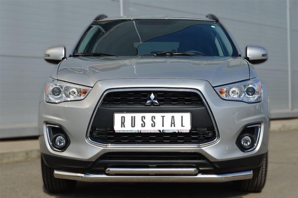 Защита переднего бампера d57/d42 для Mitsubishi ASX 2013, Slitkoff MASZ-001321