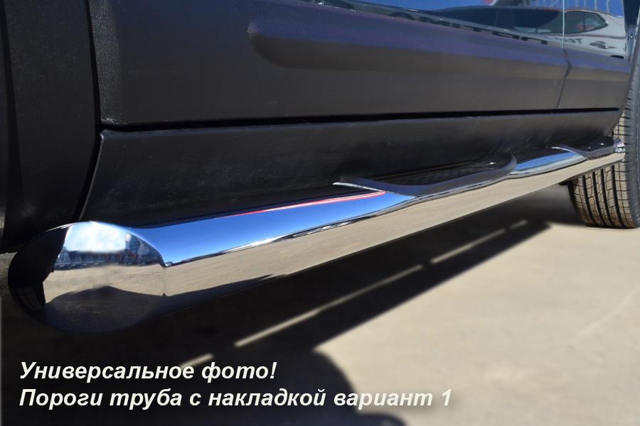 Пороги труба d76 с накладками вариант 1 для Suzuki Grand Vitara 3d 2005-2007, Slitkoff SG3T-0000281