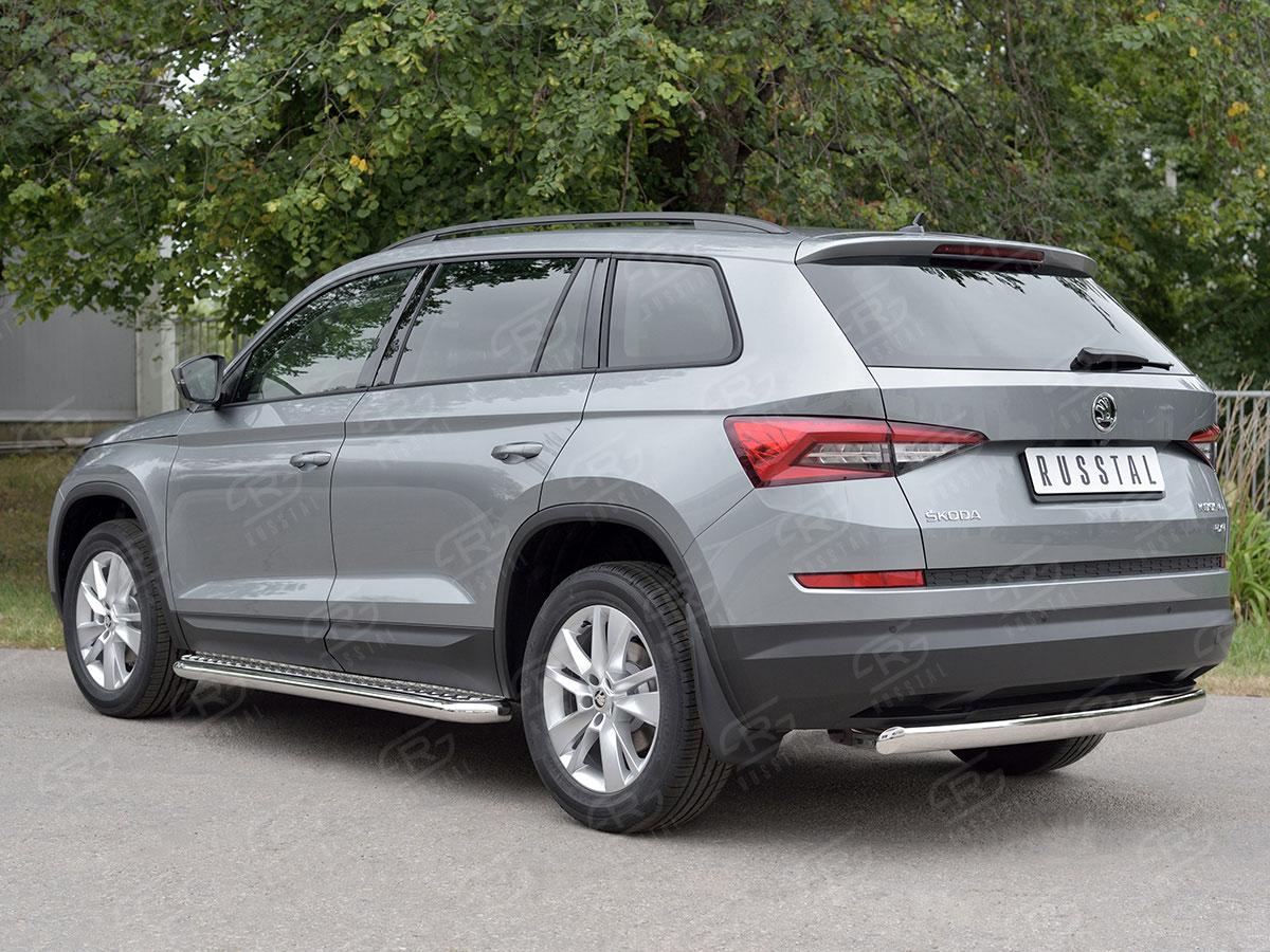Защита заднего бампера d75х42 на Skoda Kodiaq, Slitkoff SKKZ-002780