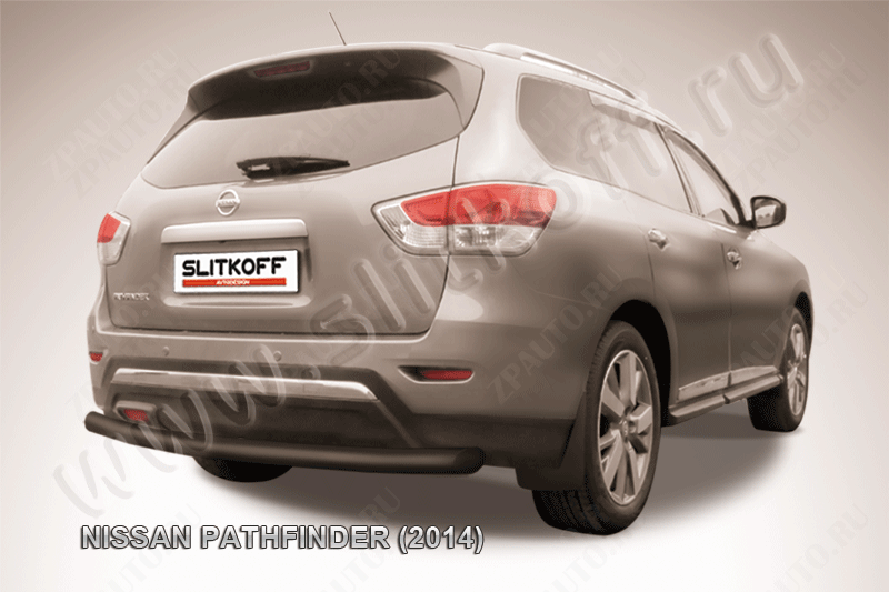 Защита заднего бампера d76 черная Nissan Pathfinder (2012-2017) , Slitkoff, арт. NIP14-014B