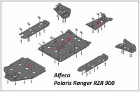 Комплект защиты квадроцикла Polaris 900 EFI RZR XP 2011-, алюминий 4мм, ALFeco, арт. ALF11007al
