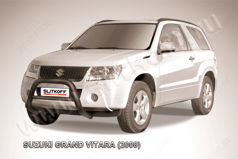 Кенгурятник d76 низкий черный Suzuki Grand Vitara 3 doors (2008-2012) , Slitkoff, арт. SGV3D08002B