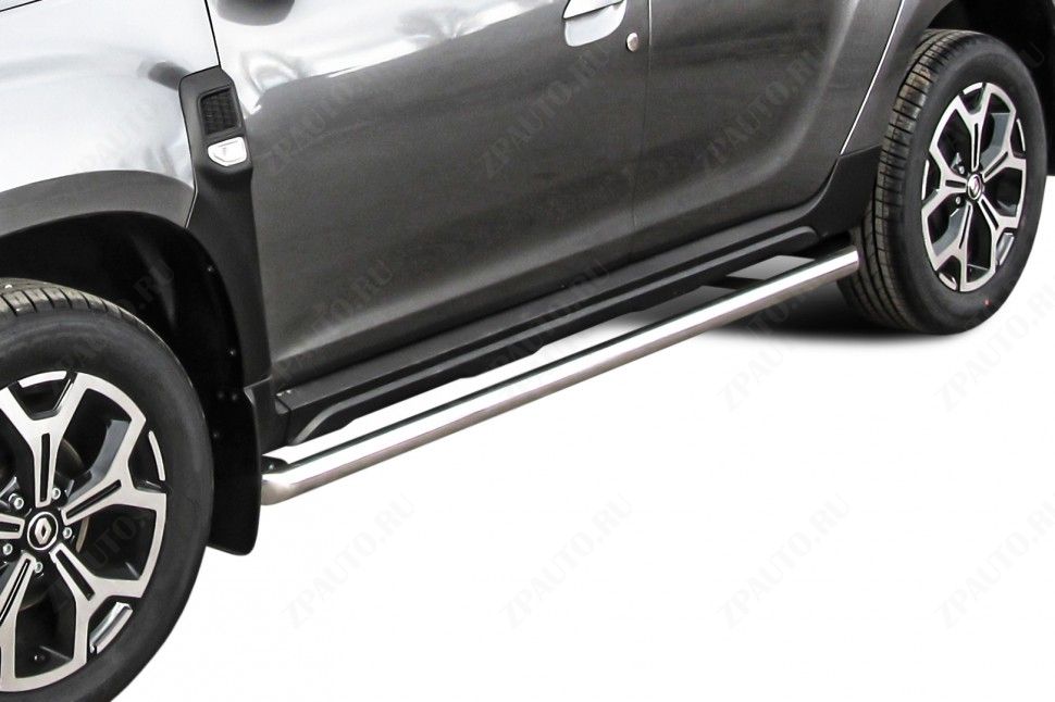 Защита порогов d57 труба Renault Duster (2020-2023) Black Edition, Slitkoff, арт. RD21004BE