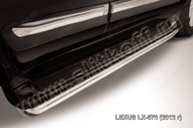 Защита штатного порога d57 Lexus LX-570 (2012-2015) Black Edition, Slitkoff, арт. LLX570-12-007BE