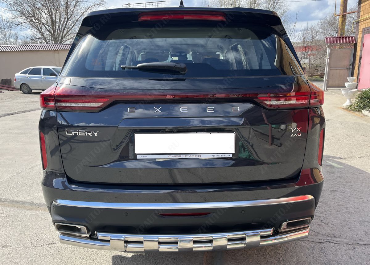 Защита заднего бампера двойная с перемычками для автомобиля CHERY CheryExeed VX 2022 арт. CHEVX.22.25