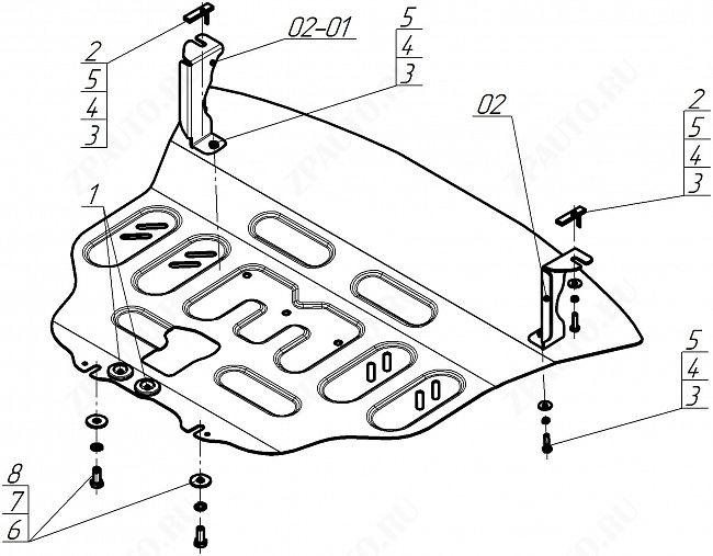 Защита стальная Мотодор (Двигатель, Коробка переключения передач), 2 мм,  для BAIC X35  2019- арт. 78501