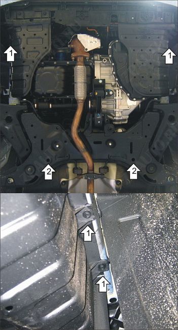 Защита стальная Мотодор (Двигатель; КПП), 2 мм,  KIA Picanto  2011-2017 арт. 71014