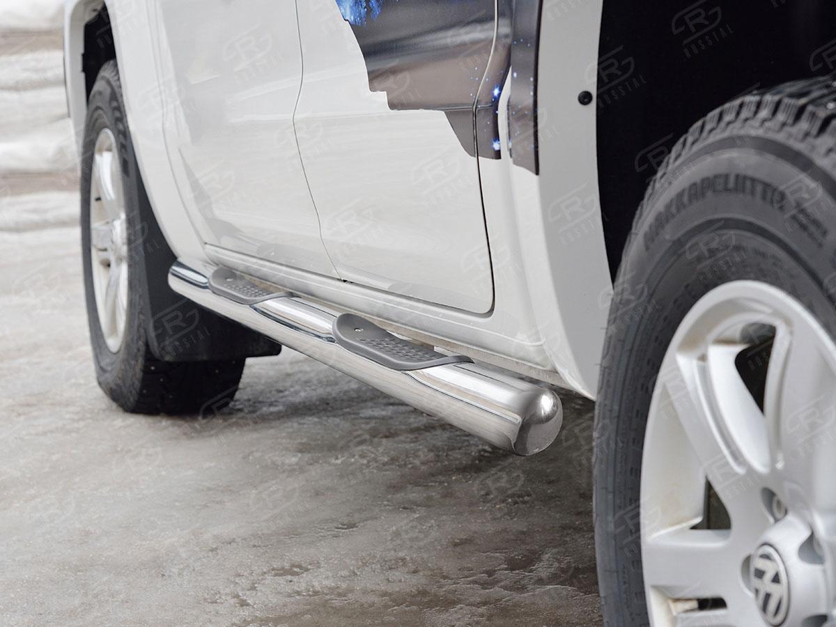 Пороги труба d76 с накладкой вариант 3 Volkswagen Amarok 2016, Slitkoff VAMT-0025403