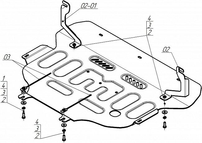 Защита алюминиевая Мотодор (Двигатель, Коробка переключения передач), 4 мм,  Geely Atlas  2024- арт. 344201