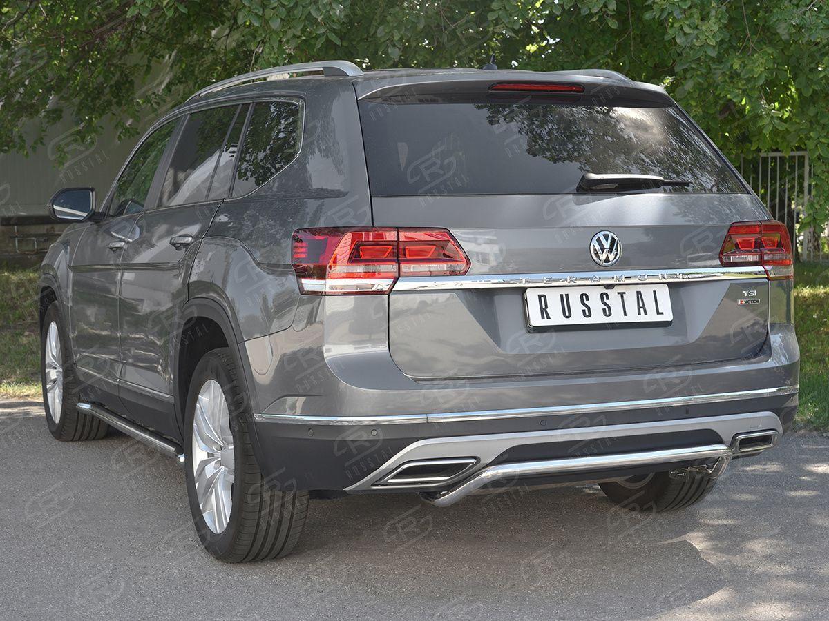 Защита заднего бампера d42 волна на Volkswagen Teramont 2017, Slitkoff VTMZ-002998