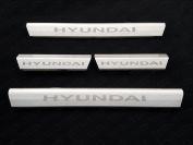 Накладки на пороги внутренние (лист шлифованный надпись Hyundai) для автомобиля Hyundai i40 2011-2018