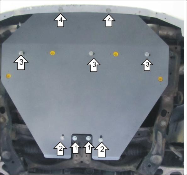 Защита алюминиевая Мотодор (Двигатель, Масляного фильтра, Радиатор), 5 мм, Алюминий для Subaru Forester ST 2002-2005 арт. 32229
