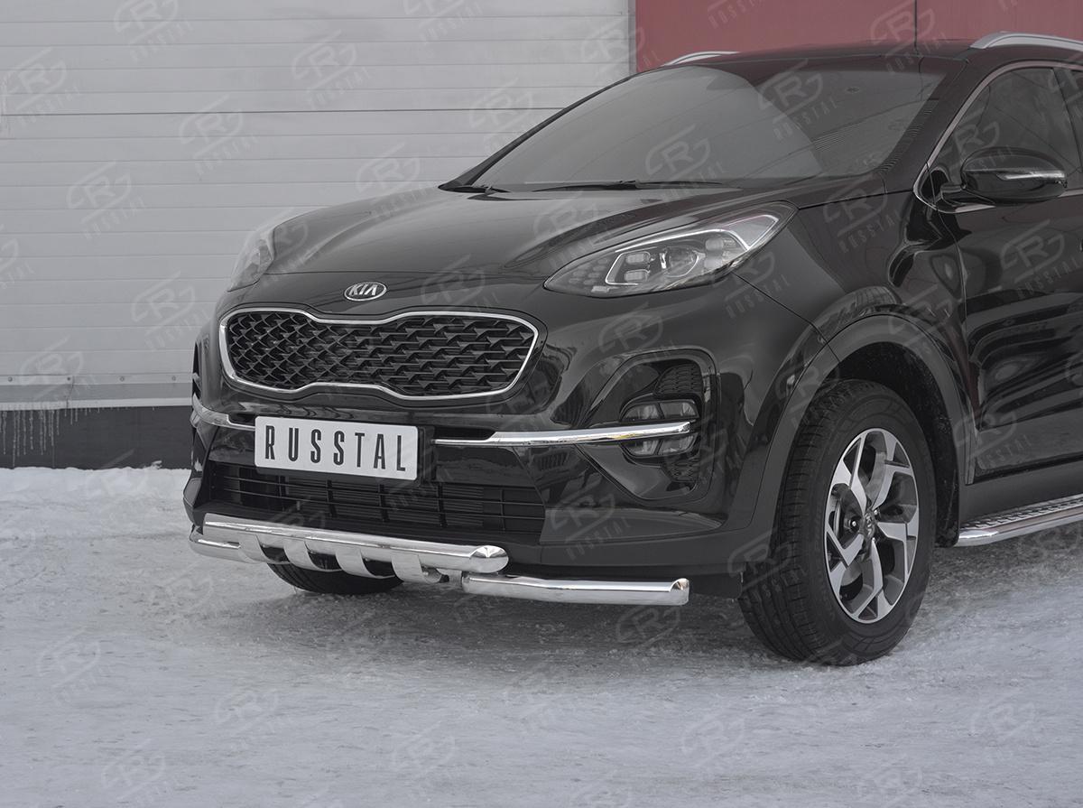 Защита переднего бампера d57дуга-d57 уголки+клыки KSZ-003186 для автомобиля KIA SPORTAGE 2018-, Slitkoff