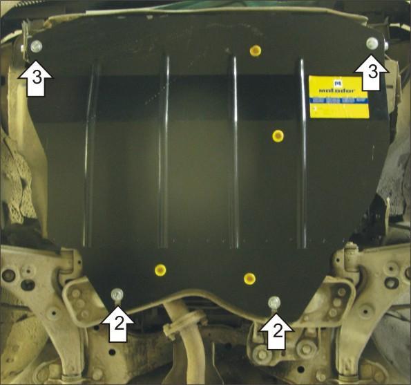 Защита стальная Мотодор (Двигатель, Коробка переключения передач), 2 мм, Сталь для Ford Escort 1995-2002 арт. 00732
