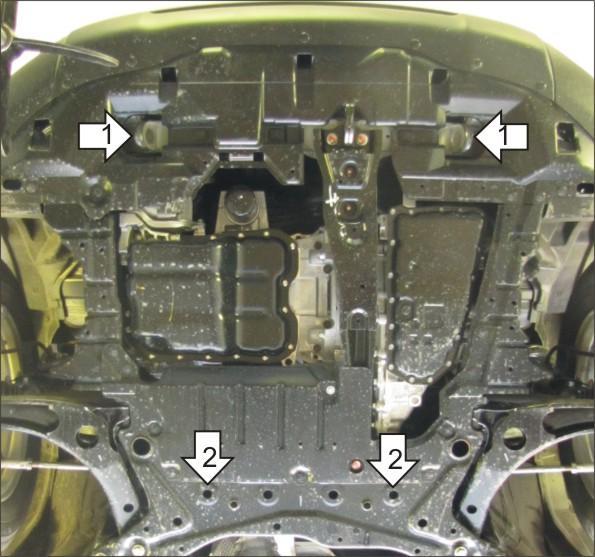 Защита стальная Мотодор (Двигатель, Коробка переключения передач), 2 мм, Сталь для Citroen C4 Aircross 2010-2016 арт. 71337